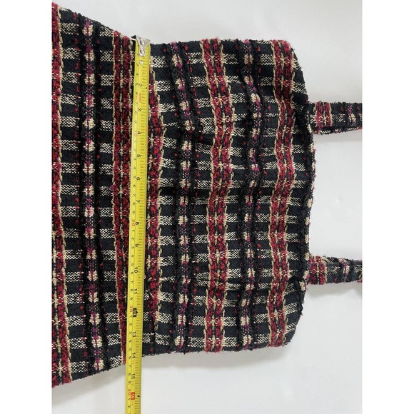 House of Harlow 1960 Boucle Dress Size Xs Black Red Gold Convertible Strap Mini - Picture 8 of 11